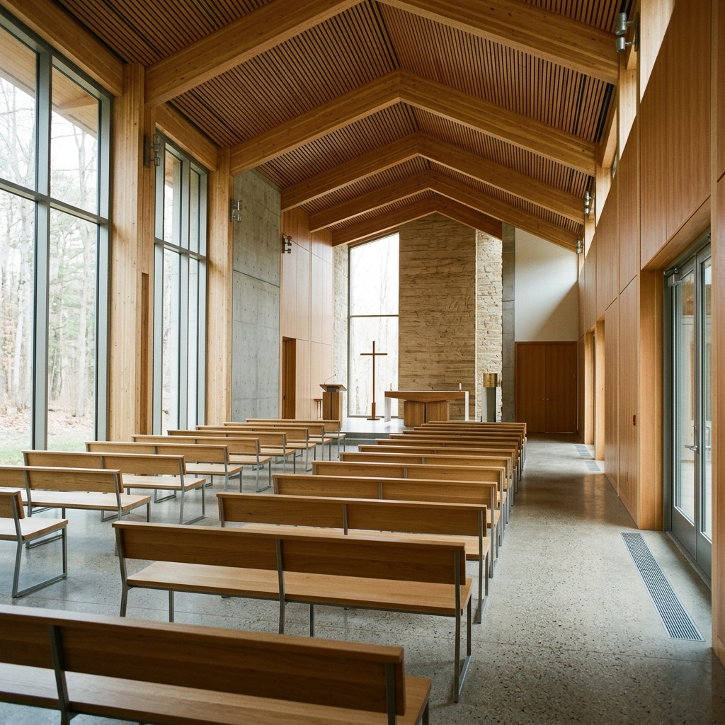 Modern beautiful church interior with natural light